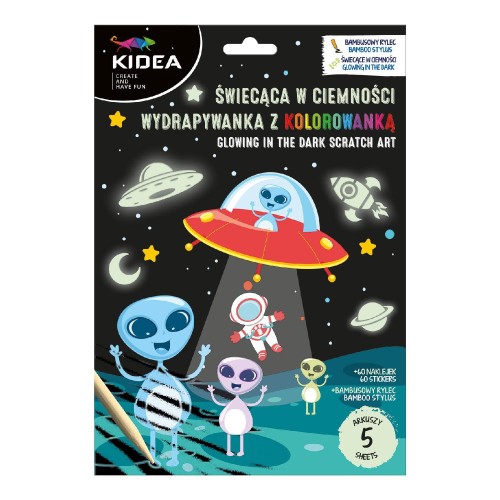 Wydrapywanka z kolorowanką Kosmos świecąca w...