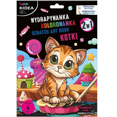 Wydrapywanka z kolorowanką 2w1 Kidea Kotki
