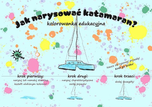 Kolorowanka edukacyjna Jak narysować Katamaran?