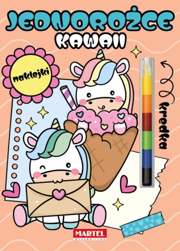 Kawaii jednorożce z naklejkami. Modułowa kredka
