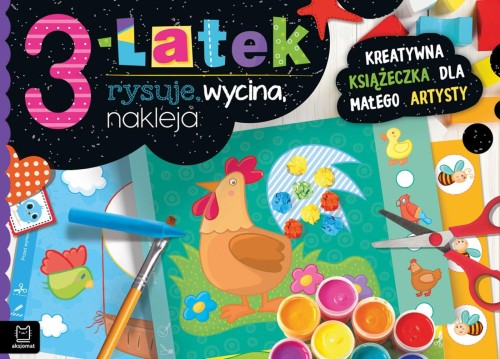 3-latek rysuje, wycina, nakleja. Kreatywna...