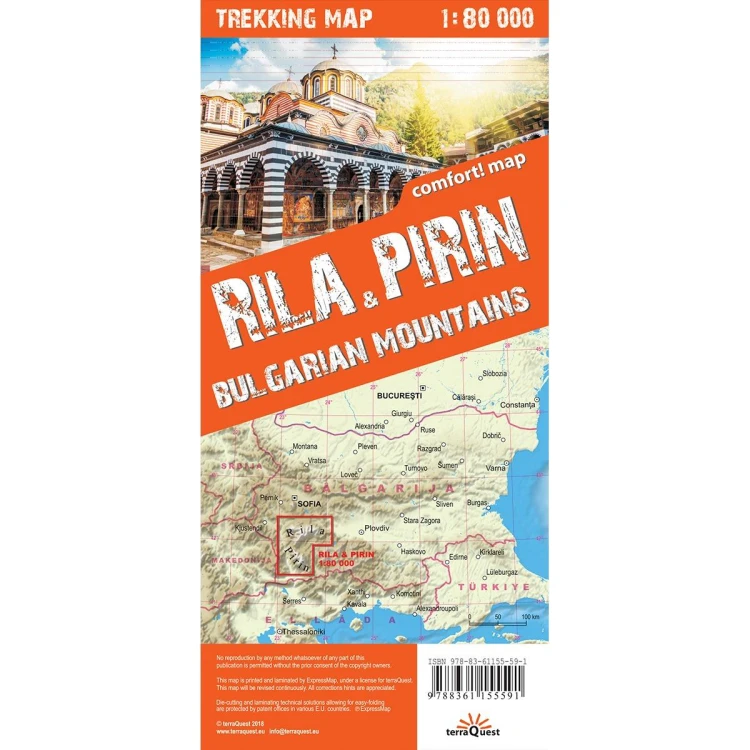 Rila&Pirin Bulgarian Mountains trekking map...