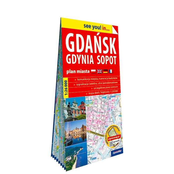 Gdańsk Gdynia Sopot papierowy plan miasta 1:26 000
